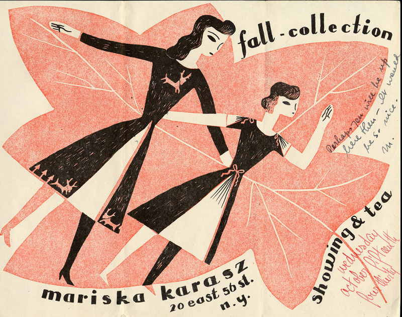 Flyer for Fall collection, 1941
Ink on paper, 8 1/2 10 7/8 inches