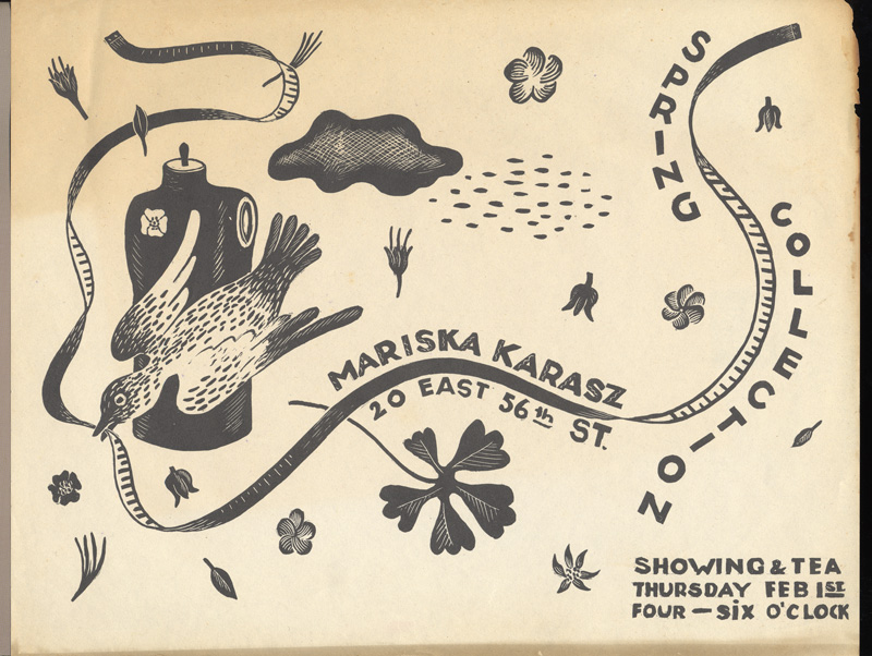 Flyer for Spring collection, 1940
Ink on paper, 8 1/2 x 10 7/8 inches