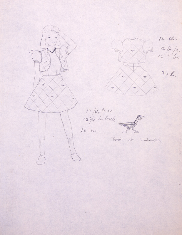 Dress, ca. 1941
Graphite on paper, 10 7/8 x 8 3/8 inches Cat. 87