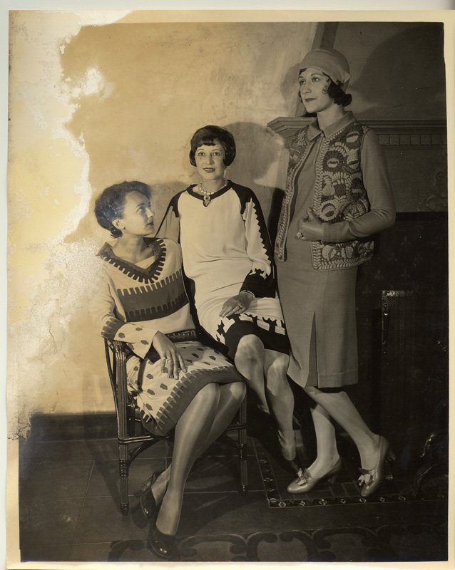 Three models wearing dresses by Mariska Karasz, ca. 1928 J.C. Milligan Cat. 30